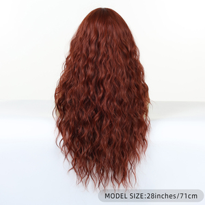 Synthetic Fiber Long Red Brown African Curl Super Wave Heat Resistant Elastic Cap Natural Loose Water Wave Hair No Bangs - Product Image 5
