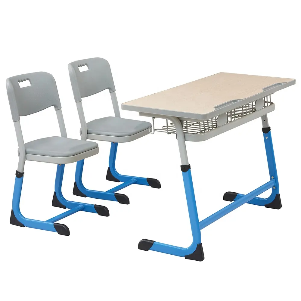 חם למכור מפעל כפול רהיטים לשולחן סטודנטים לייצר שולחנות בית ספר וכיסאות אודיטוריום עץ כיסאות ישיבה