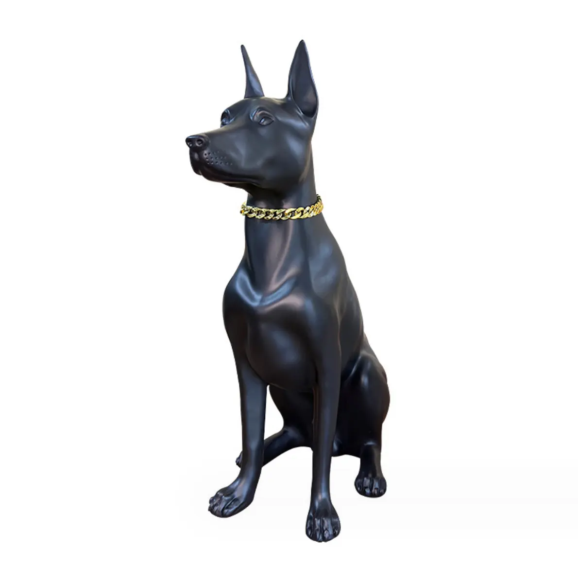 Dibujos animados Doberman perro Boxer perro estatua escultura Animal perro estatua fibra de vidrio Material Artificial para decoración al aire libre interior