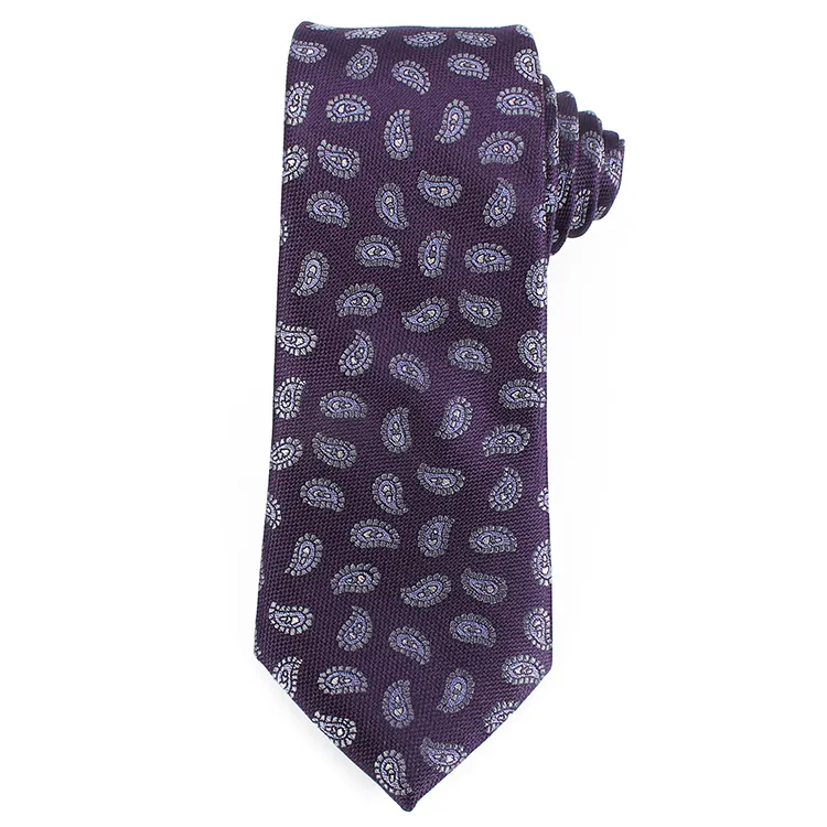 Dacheng al por mayor púrpura Cravatta de corbata de seda 100% hombre Jacquard Paisley lazos