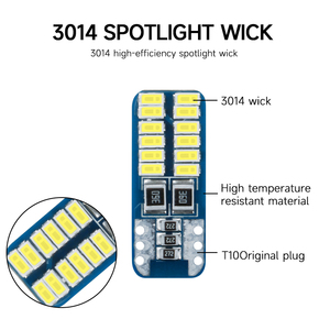 Kaidengzhe หลอดไฟ LED 24 3014smd T10 W5W สำหรับรถยนต์, หลอดไฟพลังงานสูงจาก CANbus แสงไฟเหนือศีรษะ - Product Image 2