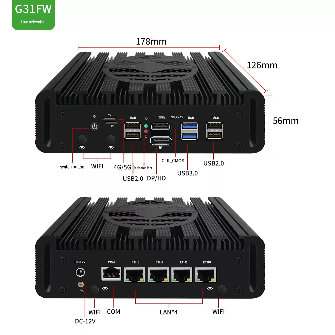 G31FW สีดำ N150 4LAN DDR5
