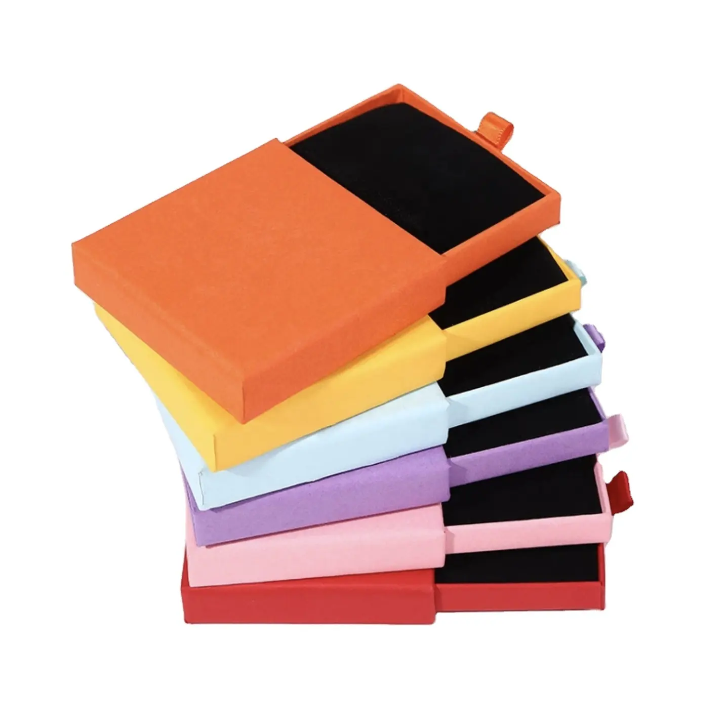 Vendita calda nuove scatole di imballaggio per gioielli con cassetto sottile estraibile confezione regalo con scatola Kraft di carta colorata