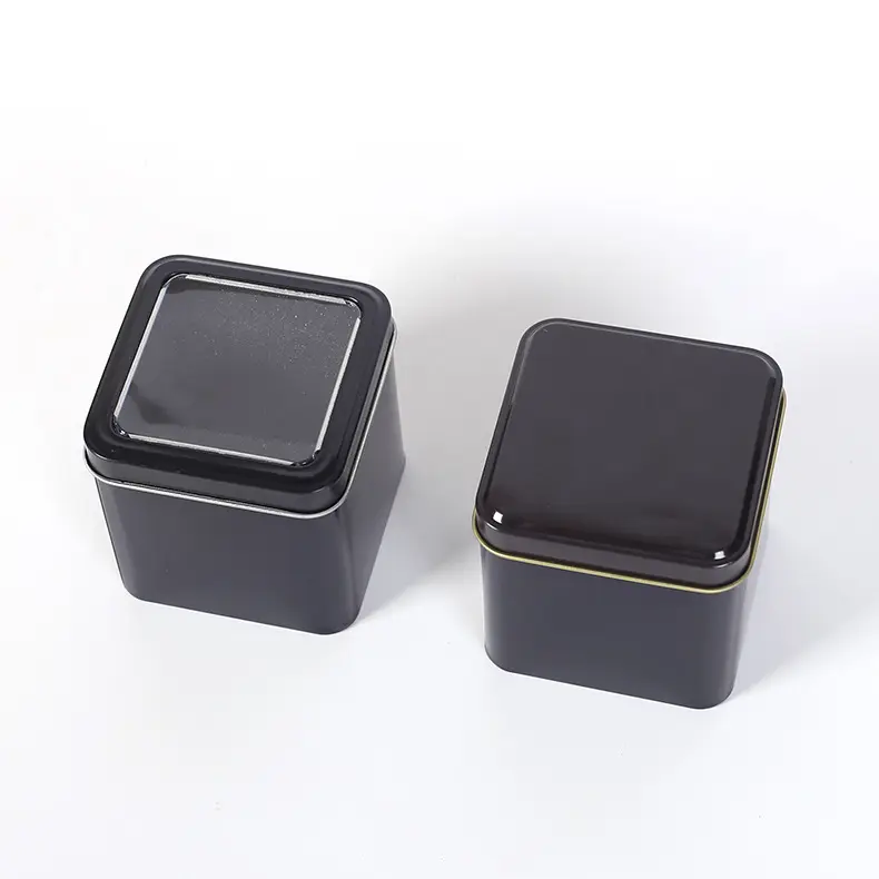 Caja de hojalata china de lujo para reloj, embalaje de alta calidad con labio de ventana, color negro, gran oferta