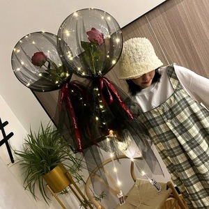 LED ışık şeffaf gül çiçek Bobo balonlar Balon buket seti parti doğum günü sevgililer günü için PVC tek kızlar için - Product Image 4