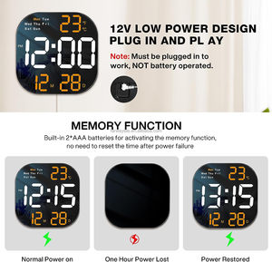 Orologio da parete digitale ampio Display, orologio da parete a LED da 10 pollici con telecomando, orologio da parete digitale con umidità della temperatura - Product Image 4