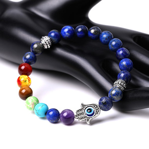 Fatima pulseiras de olho de palmeira, bracelete com pedras coloridas olho de tigre branco pinho azul dourado, ametista, corda de mão, 7 cores