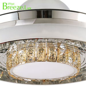 Fantezi görünmez gizli bıçak dekoratif kristal led tavan fan ve avize katlanır bıçaklar ile ışık - Product Image 5