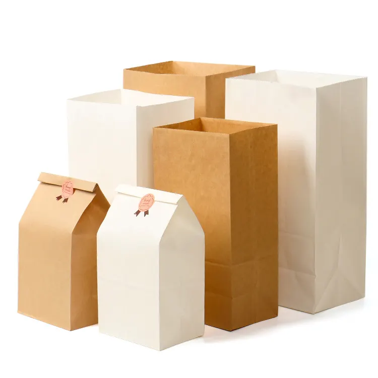 Brown paper bags kraft paper bag no handlebread packaging custom paper bags