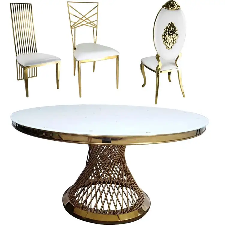 Conjunto elegante de sala de jantar, cadeiras e banquetes de vidro com camada dupla