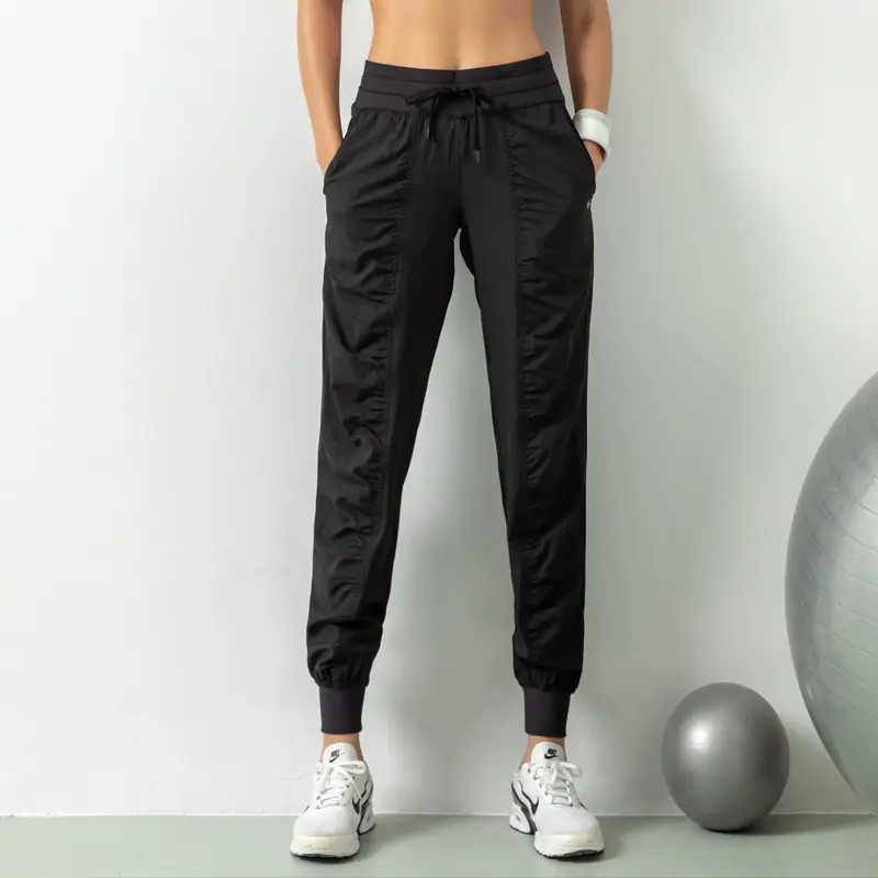 Calça cargo esportiva feminina, calça de corrida esportiva com bolsos laterais