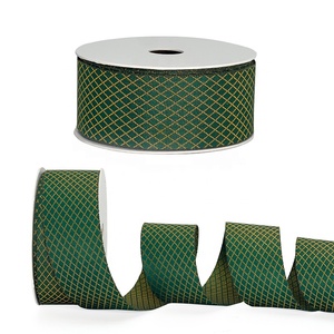 Jacquard cắt cạnh 3cm kim cương kiểm tra <span class=keywords><strong>Ribbon</strong></span> Polyester DIY Craft gói quà spool cho Giáng sinh & Wedding dịp - Product Image 3