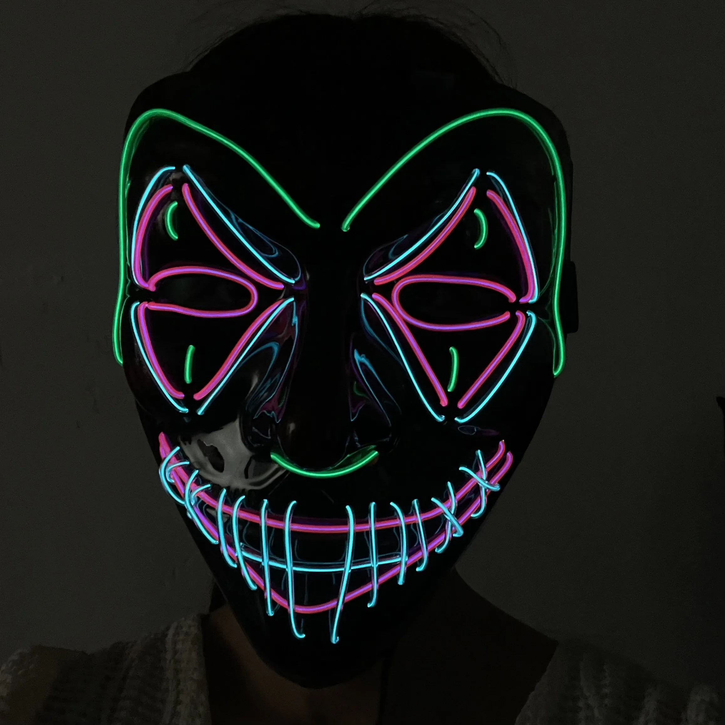 Máscara de purga con luz LED para Halloween, disfraz de Cosplay, máscara de Horror contra el mal