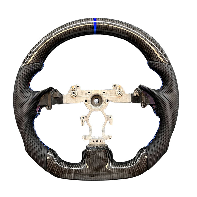 Fibra de carbono + cuero perforado + costura de la raya azul + ningún ajuste