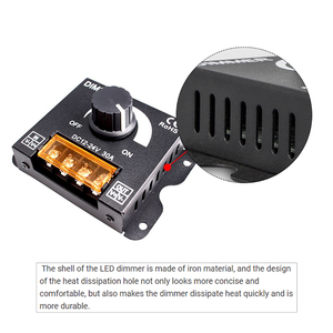 30A LED Knob <strong>Dimmer</strong> DC 12V 24V Single Color Strip Light <strong>PWM</strong> Signal Dimming <strong>Controller</strong> Iron Shell With RF Wireless Remote Control - Product Image 3