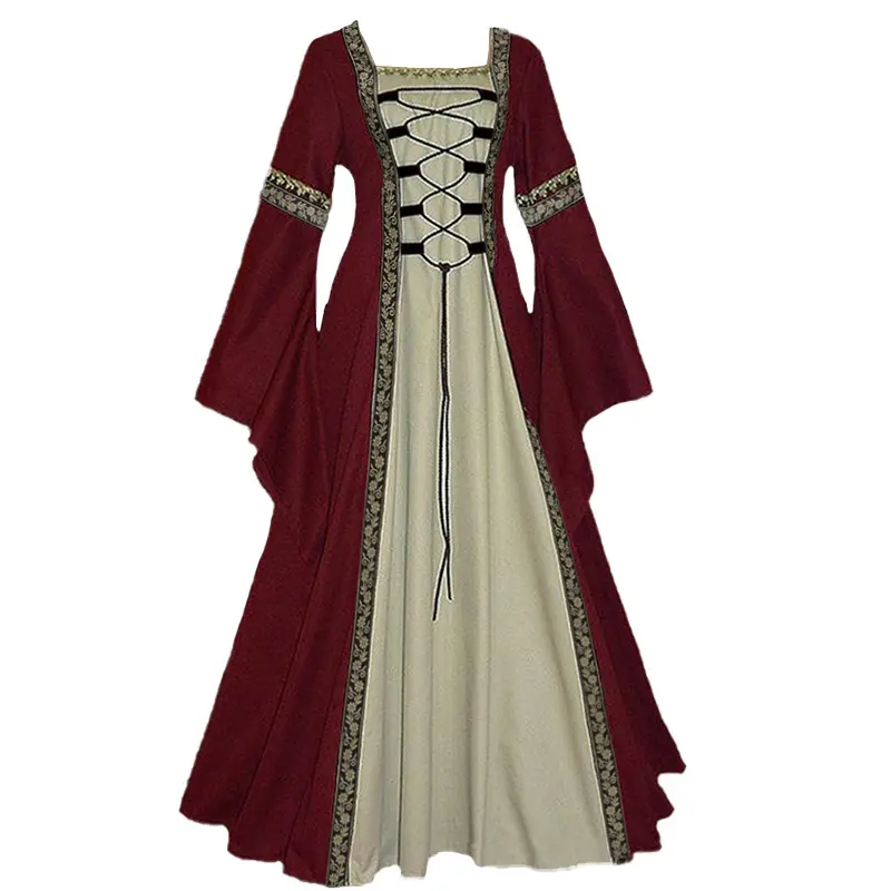 Nouvelle Arrivée Médiévale Cour Vintage Gothique Femmes Long Étage Robe Costume Cosplay Robe