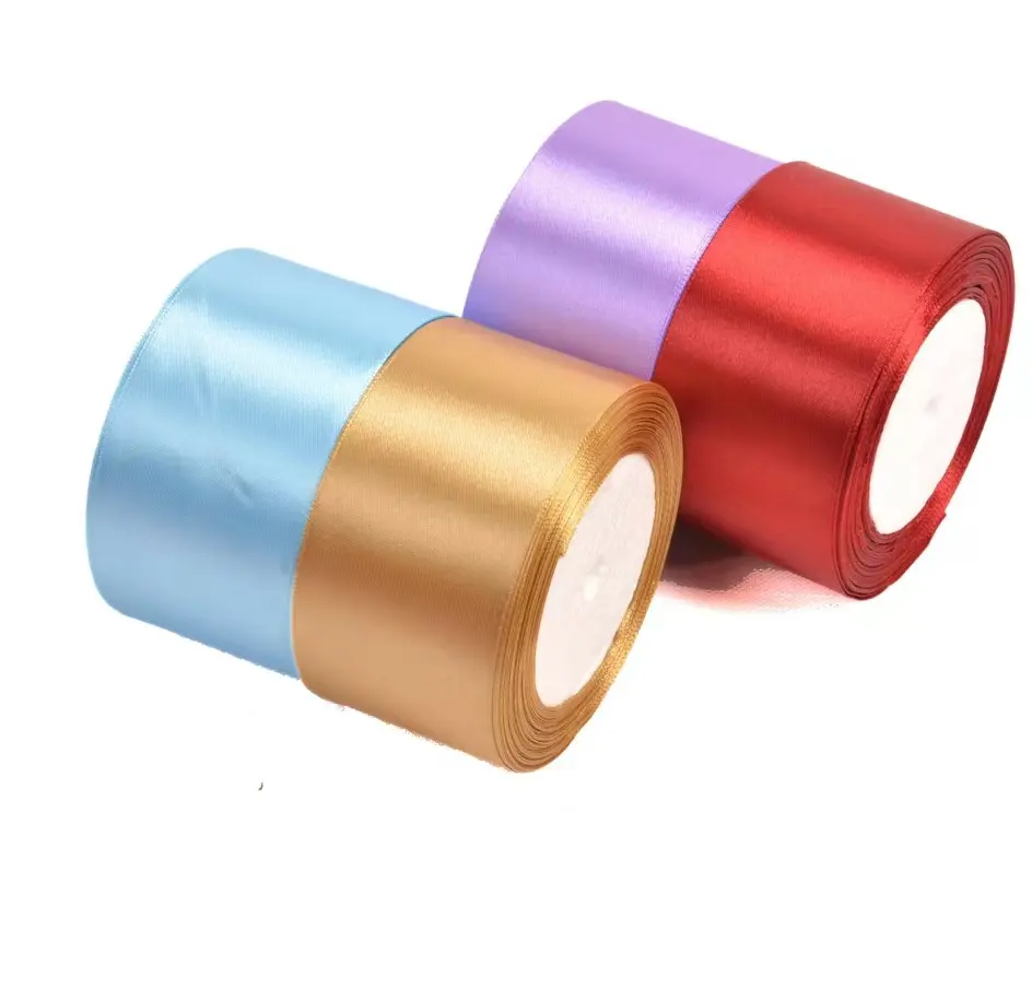 Custom Factory Wholesale Solid Color Double Color Gift Printed Satin Ribbon With 1cm 2.5 cm 4 cm 10 cm