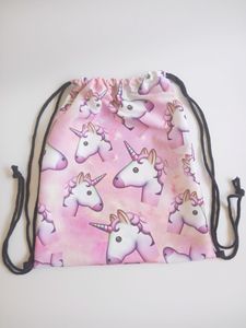 Bolsa de cordón con logotipo personalizado mochila a todo color bolsa con cordón de poliéster con estampado de unicornio de dibujos animados reciclado - Product Image 4