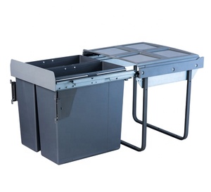 Cubo de basura oculto extraíble, contenedor de basura con carril deslizante, 17L, 34L