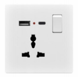 13A 1 toma MF con interruptor, 1 USB + 1 tipo C, neón