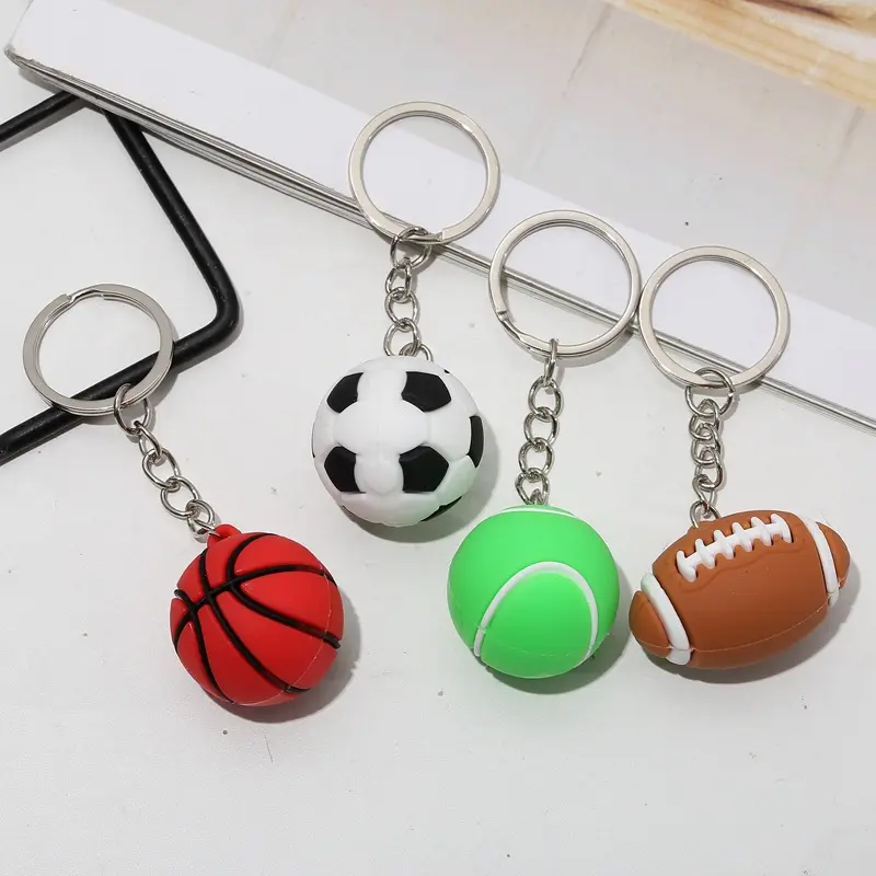 Llavero deportivo de Pvc con diseño personalizado 2D 3D, Mini balón de estrés de fútbol, pelota de agua, Polo y Softball