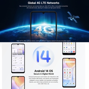 Ulefone Note <span class=keywords><strong>20</strong></span> Proスマートフォン4GB + 256GBフェイスID & サイド指紋6.75インチAndroid 14 Octa Core携帯電話