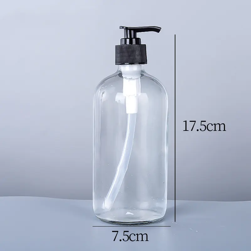 Wadah Losion kosmetik isi ulang PET Dispenser botol sampo plastik tutup semprot pompa kemasan transparan kosong 500Ml