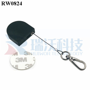 RUIWOR RW0824 <strong>D</strong>-shaped Small Spring Cable Cord Retractor Plus Key Hook Wire Rope End As Tethered <strong>Mechanism</strong> - Product Image 4