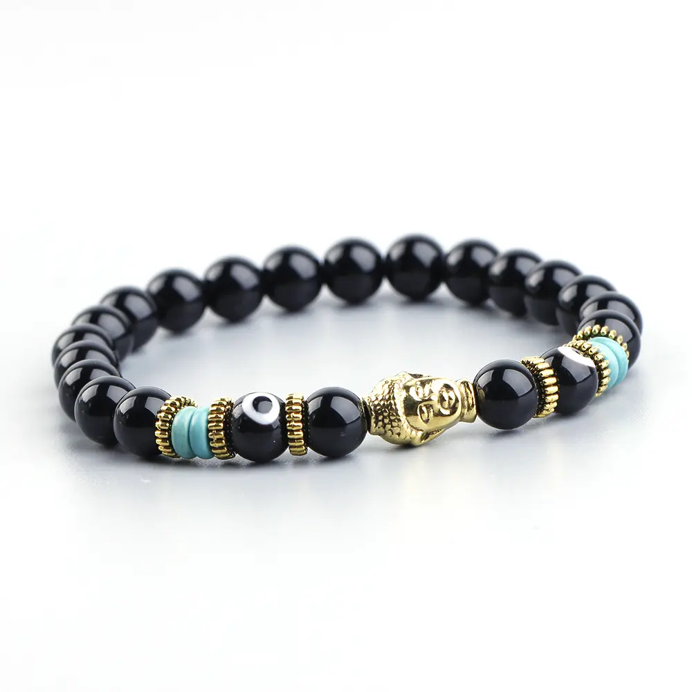 Ugin Imitate Obsidian Bracelet Buddha Bead Evil Eye Beaded Bracelets Birthday Gift For Couples