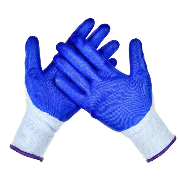 Guantes de seguridad industriales recubiertos de nitrilo para el trabajo, guantes de jardín con revestimiento de nitrilo, con logotipo impreso, 13G, venta al por mayor