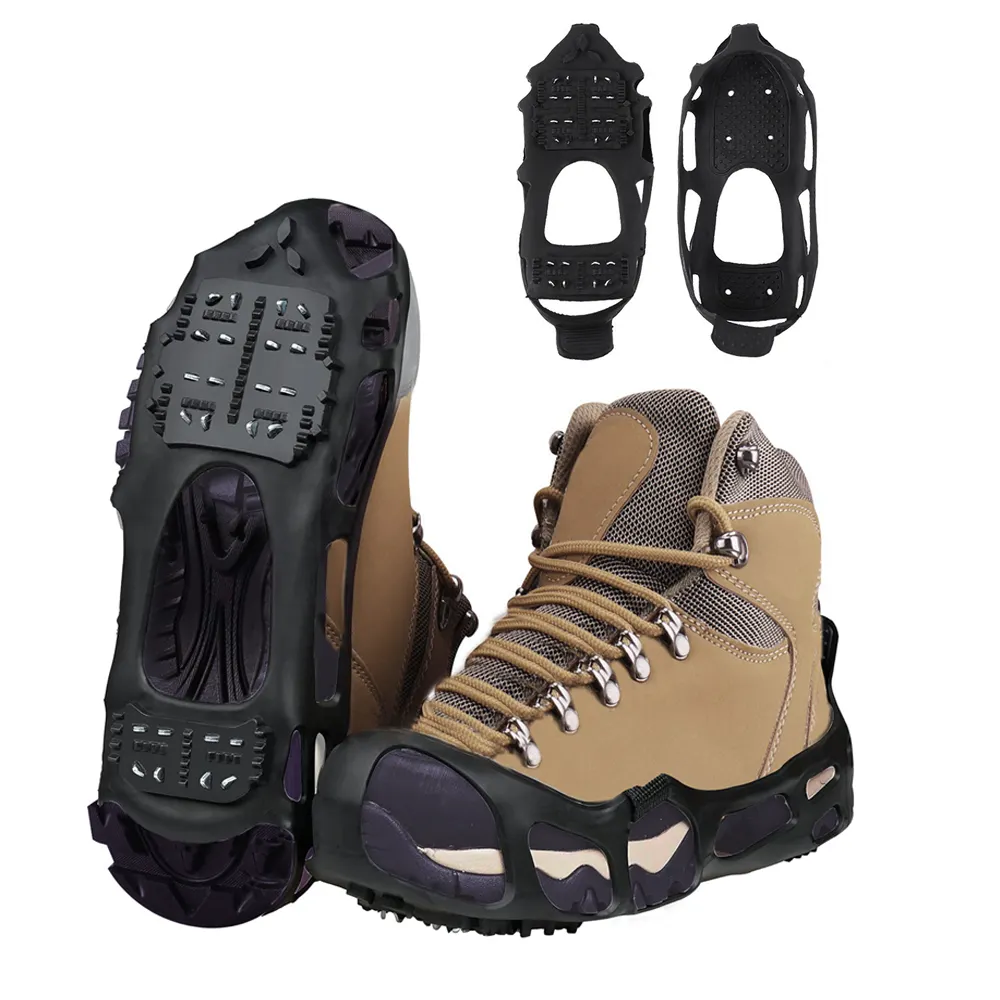 24本の歯のアイスクリート靴とブーツ用のスノーアイゼン雪と氷の上を歩くためのトラクションクリート滑り止めアイススノーグリッパー