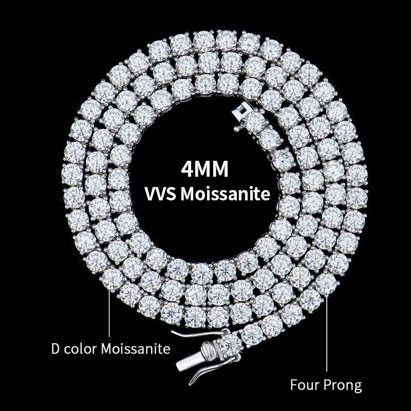 Silver 4mm Moissanite