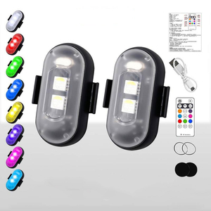オートバイ車用のリモートUSB充電付きRGBカラーLED航空機ストロボライト警告灯 - Product Image 1