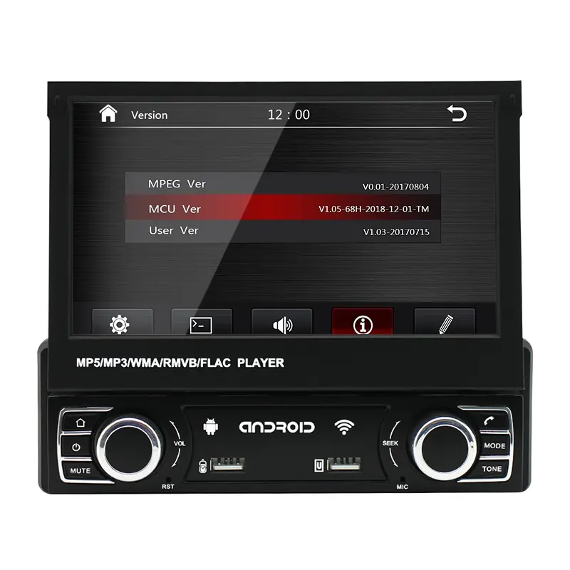 Radio con GPS para coche, reproductor Multimedia retráctil con Bluetooth, Radio Fm, sistema de Audio, 7 pulgadas, 1 Din, Android, pantalla táctil, Dvd