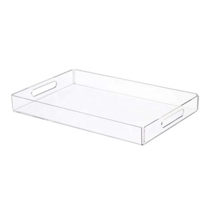 带手柄的矩形透明丙烯酸托盘 - Product Image 1