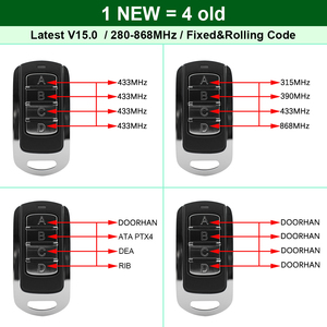 SMGV15.0 280-868MHz <strong>Duplicator</strong> Garage Door <strong>Remote</strong> <strong>Control</strong> Opener Gate <strong>Control</strong> Command Handheld Transmitter 433mhz <strong>Rolling</strong> <strong>Code</strong>