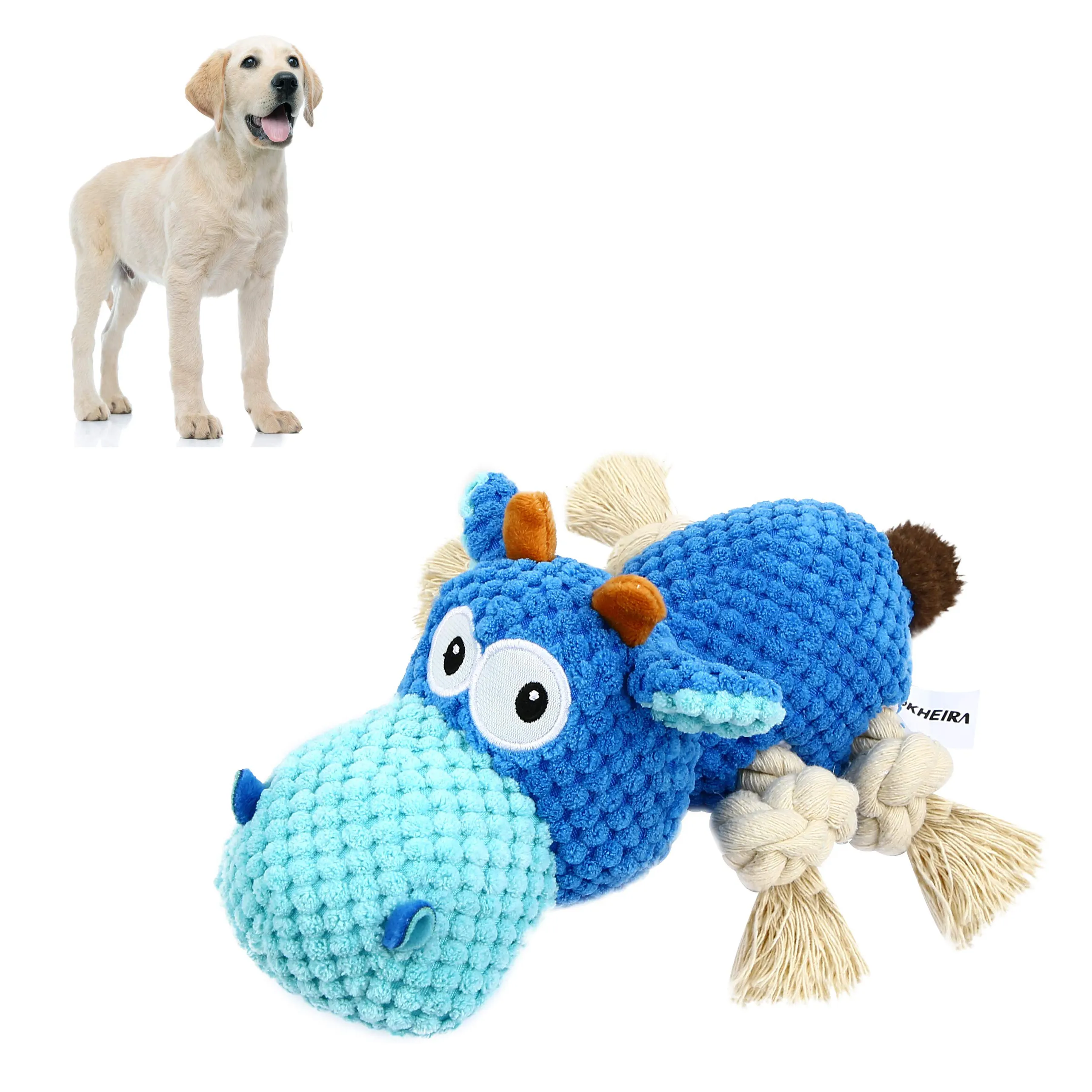 Personalização por atacado Hippo Pet Play Chew Brinquedos Cães Gatos Limpeza Dentes Forma Animal Borracha Squeaky Sound Dog Brinquedos