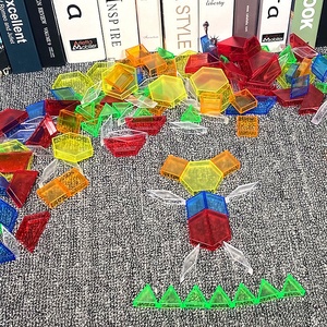 Bloques translúcidos coloridos con formas geométricas, juguetes para aprender desde casa, 180 piezas - Product Image 5