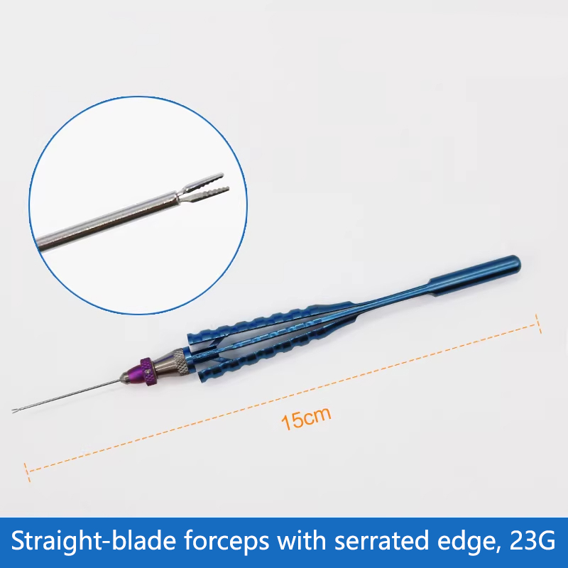 Pinza a membrana dritta T022S con punte seghettate 23G