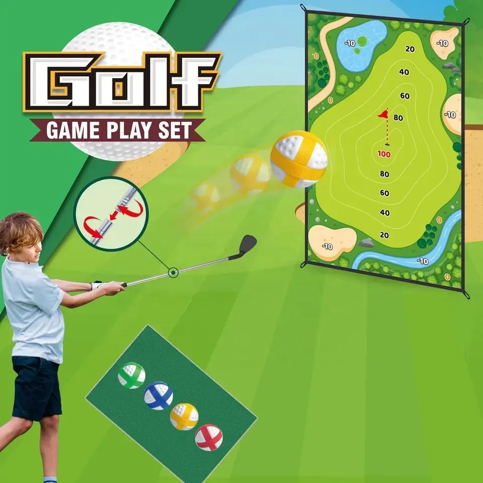 Samtoy Golf Tầng Mat Chipping Golf Câu Lạc Bộ Playmat Thể Thao Trong Nhà Thiết Lập Ngoài Trời Chơi Trò Chơi Đồ Chơi Trẻ Em Đồ Chơi Thể Thao Với 20 Quả Bóng Và Mat