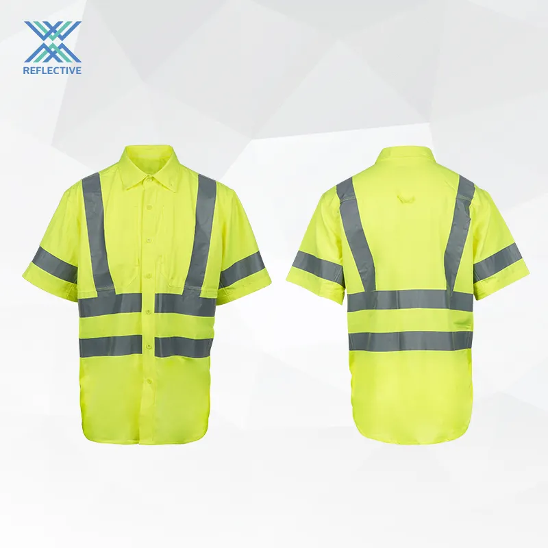 LX半袖Hi Vis安全ポロシャツTシャツカスタマイズ可能なロゴ付きカスタム反射安全ポロシャツ