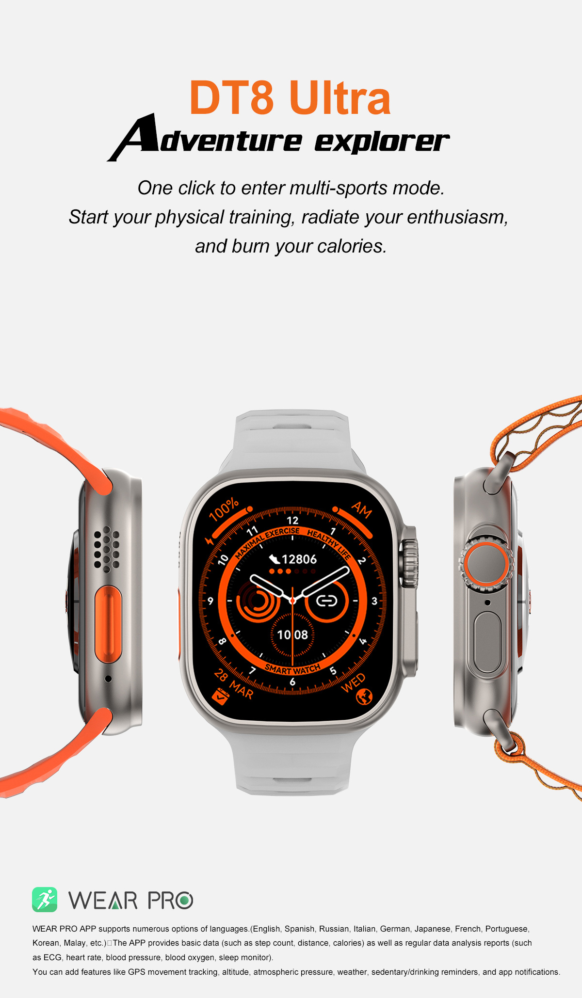 2022 Latest DT8 Ultra Smart Watch 1:1 49MM Series 8 DT8 Ultra Smartwatch