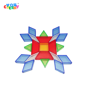 Montessori Math Toys 2024 Translucent Colored Plastic Geometric <strong>Pattern</strong> <strong>Blocks</strong> Stacked <strong>Building</strong> <strong>Blocks</strong> - Product Image 1