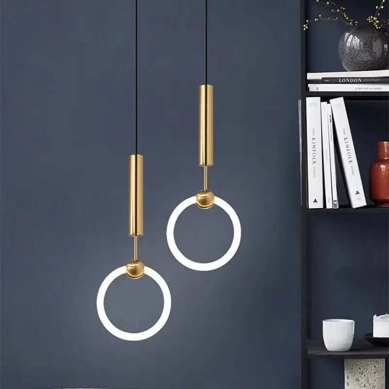 Modern Chandeliers Lamp Circle Aluminum Hotel Exhibition Hall Villa Ring Hanging Living Room Pendent Lights LED Chandelier