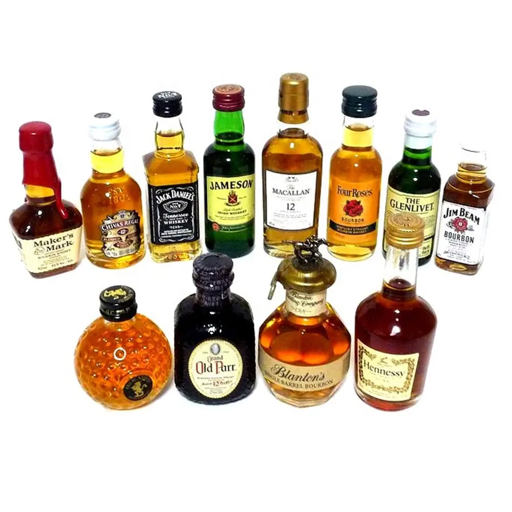 Mini botellas vacías de alcohol de vidrio, botellas de regalo, venta directa de fábrica