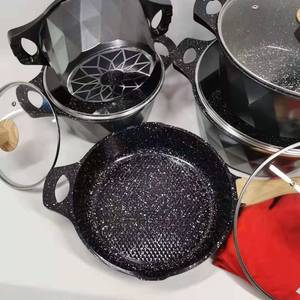 Non Stick เครื่องครัวที่กำหนดเองครัวอลูมิเนียมหม้อตายหล่อกระทะการแพทย์หินชุดของขวัญ12ชิ้นกระทะและหม้อชุด - Product Image 5