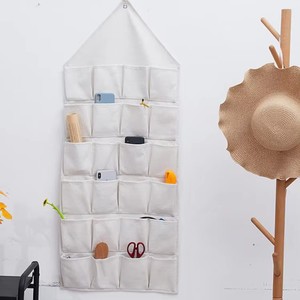 Trên Tường Cotton <span class=keywords><strong>Linen</strong></span> 3 Túi Phía Sau Cửa Treo Túi Biểu Tượng Tùy Chỉnh Treo Lưu Trữ Tổ Chức Cho Các Phụ Kiện Hàng Ngày - Product Image 4