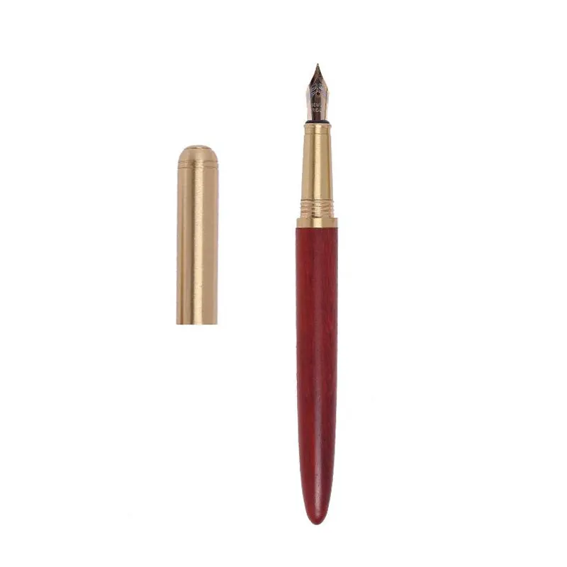 Luxe Ebony Vat Houten Messing Vulpen Inkt Duitsland Iridium Penpunt Pen Met Pouch Best Gift Voor Mannen En Vrouwen