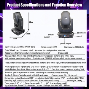 Ống kính quang học có độ chính xác cao 380W Đèn chùm 3in1 Xoay hai chiều có thể mở rộng cho ánh sáng sân khấu KTV - Product Image 3