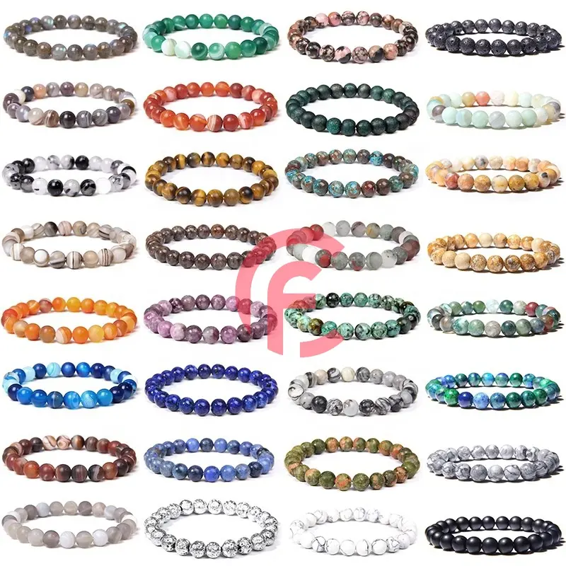 Pierre de cristal naturel améthyste quartz rose turquoise onyx perles d'agate pour femmes hommes 6mm 8mm 10mm perles de cristal rondes bracelet